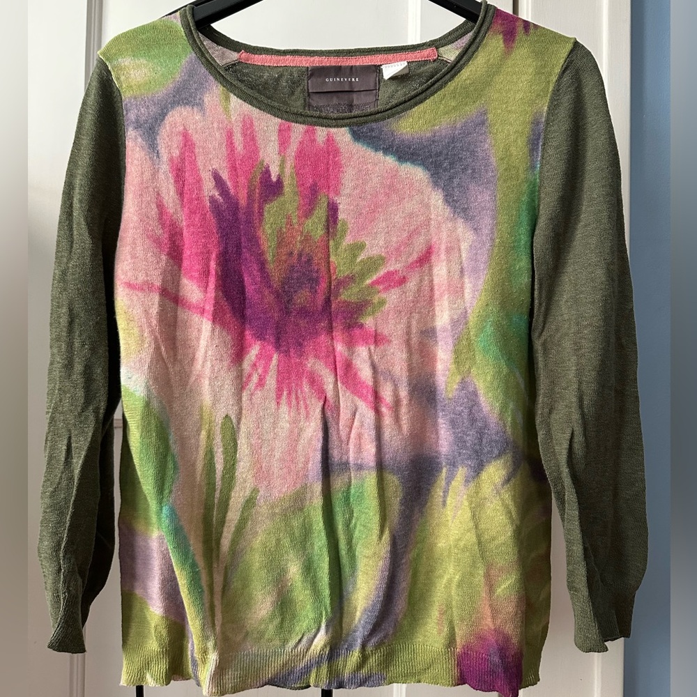 Anthropologie Guinevere Flower Sweater